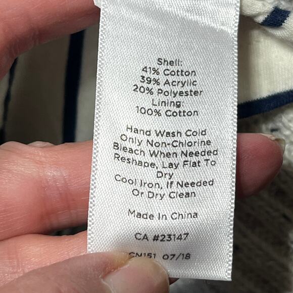 Talbots Sweater Coat Jacket White Gray Belted Lined Pockets Casual Comfy Cozy XL - Picture 9 of 9